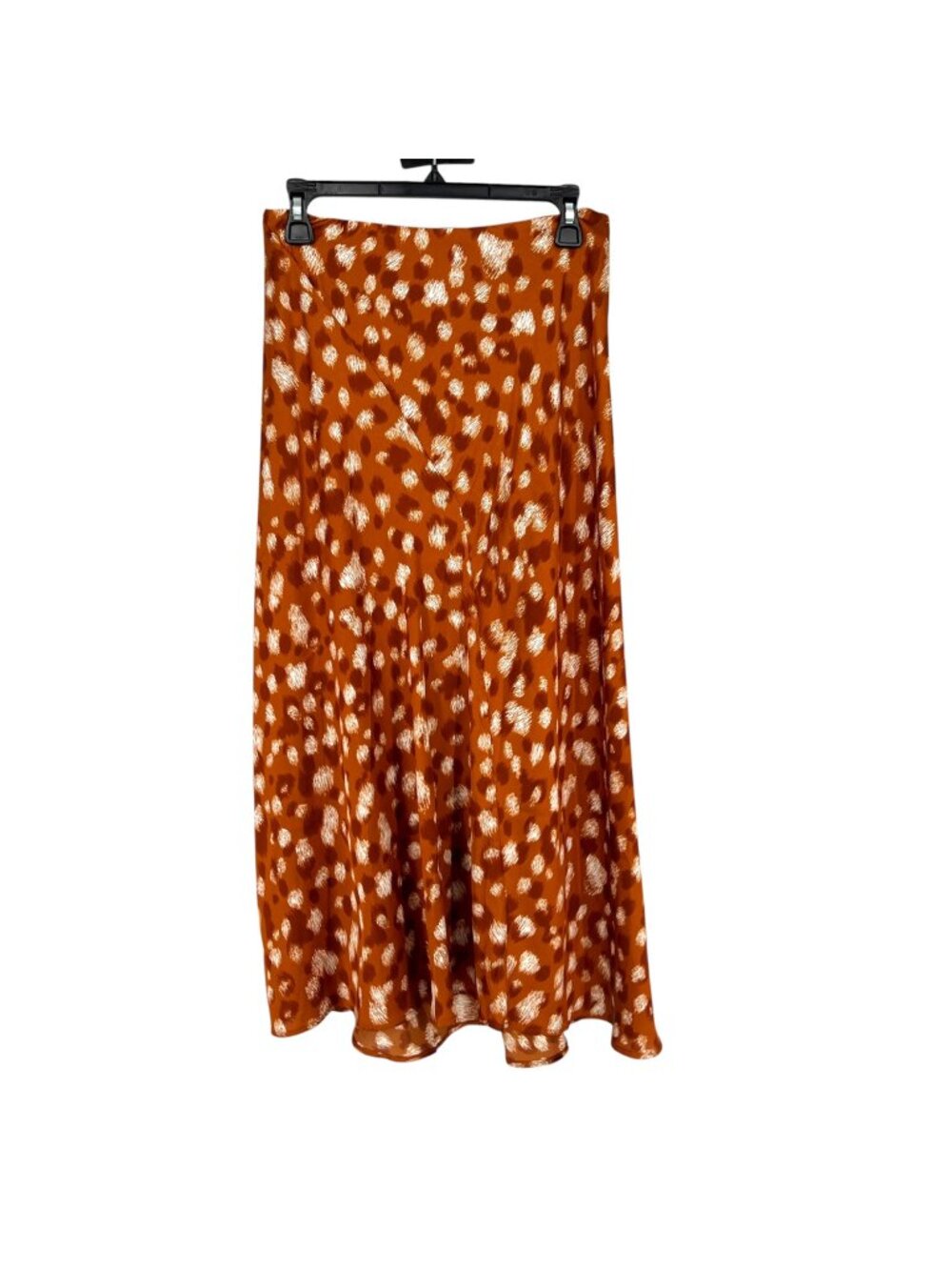 Bardot Mayah Rust White Scratch Print Satin Midi Slip Skirt Size US 8